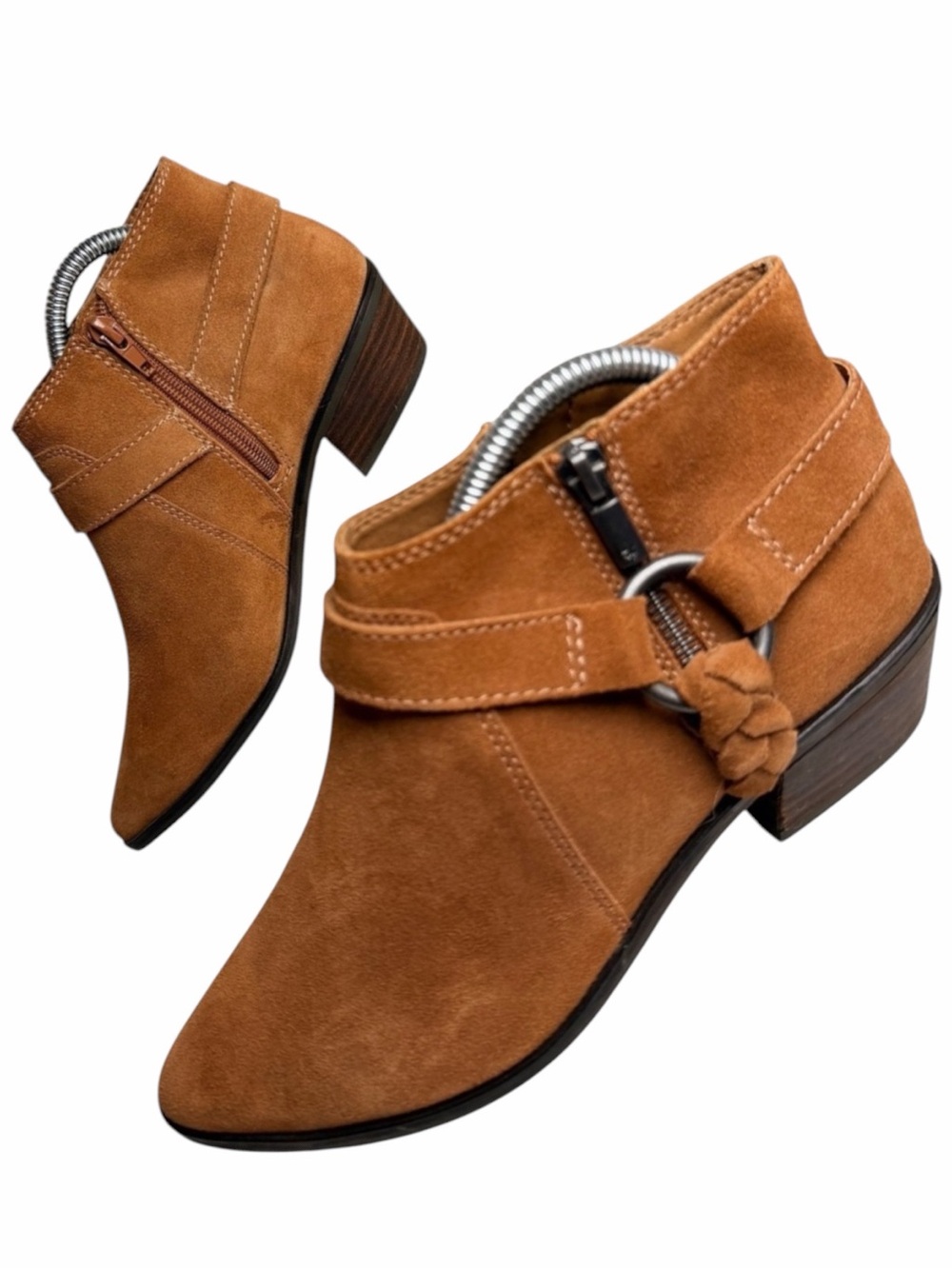 Lucky‎ Brand Enitha Suede Western Harness Ankle Boots 8.5